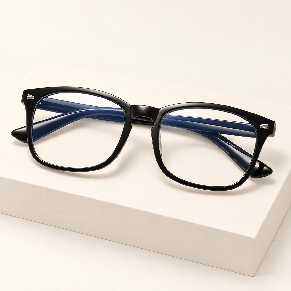 Black blue light glasses — frame and lens detail