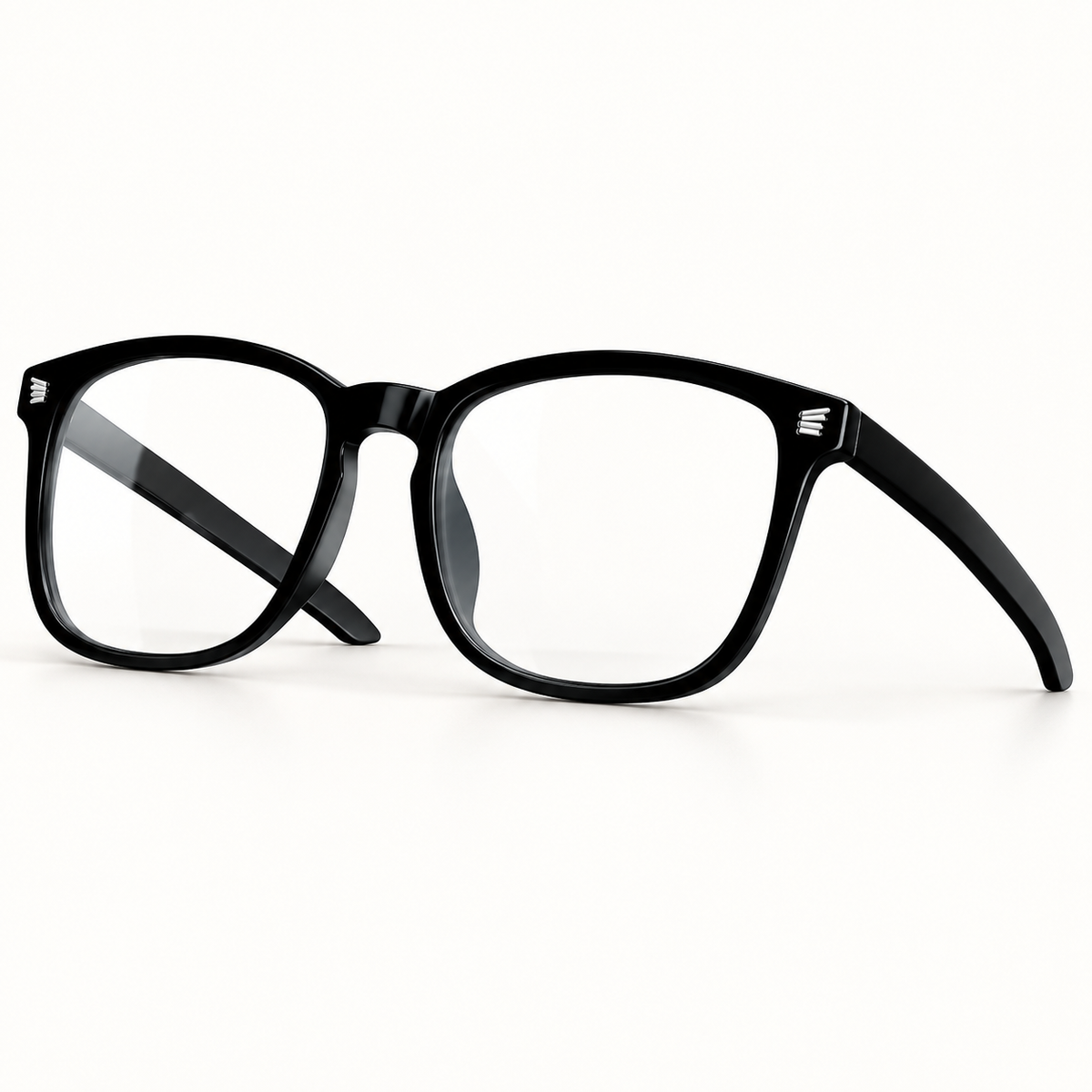 Smoothing Glow blue light glasses — black frame, front view