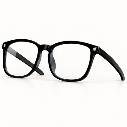 Smoothing Glow blue light glasses — black frame, front view