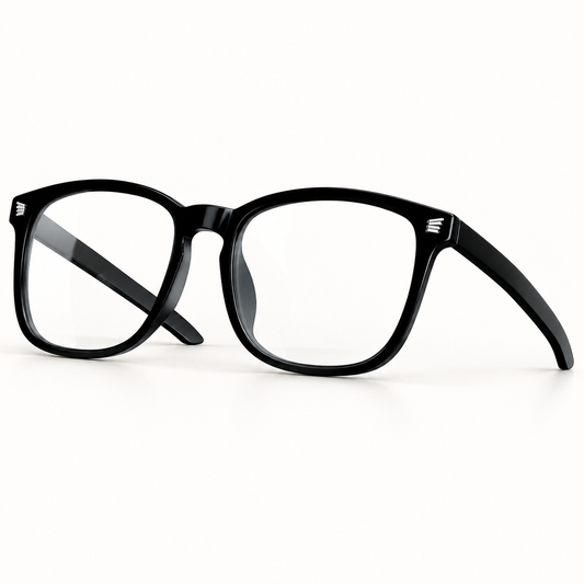 Smoothing Glow blue light glasses — black frame, front view